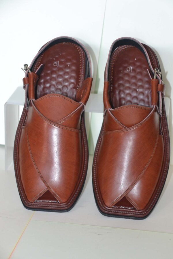Mustard Authentic Leather Peshawari Chappal - Image 3